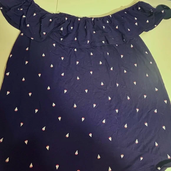 Reitmans Navy Off-Shoulder Ruffle Top  size Medium no care tag - Picture 4 of 4